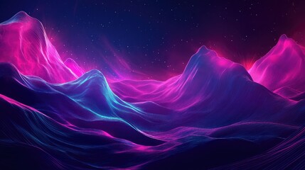 Aufkleber - Abstract Dark Background Featuring Neon Waves and a Futuristic Scene Ideal for Wallpaper