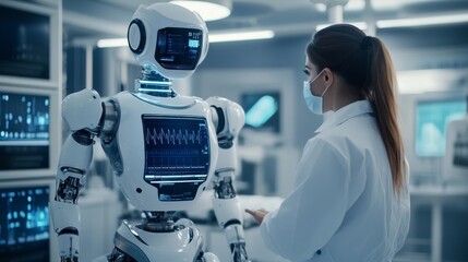Poster - exploring the future of healthcare a scientist's interaction with advanced robotics in a high-tech l
