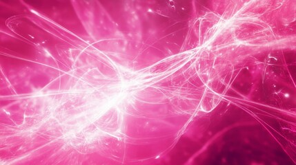 Poster - Dynamic pink abstract light waves creating a mesmerizing digital art experience