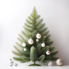Fototapete - Christmas greeting card with minimalist design, isolated white background