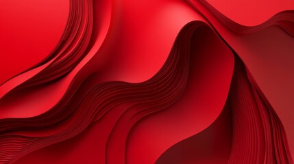 Poster - Dynamic red waves of paper creating a captivating flowing texture in contemporary design