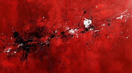 Poster - Dynamic red abstract art with bold black and white elements for modern aesthetics