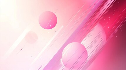 Poster - Abstract pink and white background with geometric shapes and lines for creative design projects
