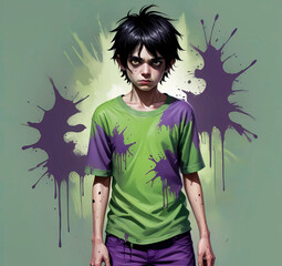 Zombie male character wearing green shirt