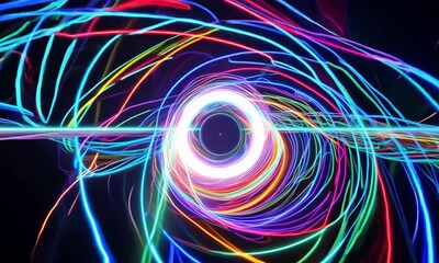 Wall Mural - abstract neon light tunnel