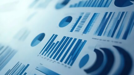 Aufkleber - Close-up of blue charts and graphs on white paper.