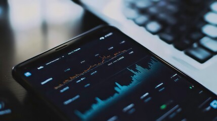 Aufkleber - A close-up shot of a tablet displaying a graph with financial data, symbolizing the increasing growth of business.