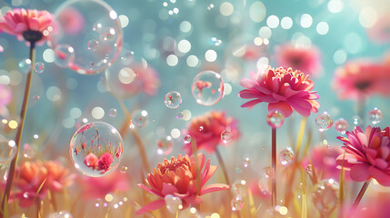 Wall Mural - flower with bubbles