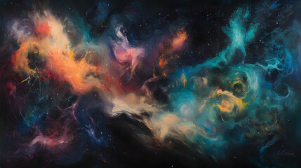 Wall Mural - Exploration of the Cosmic Periphery: An Abstract Dance of Colors and Patterns