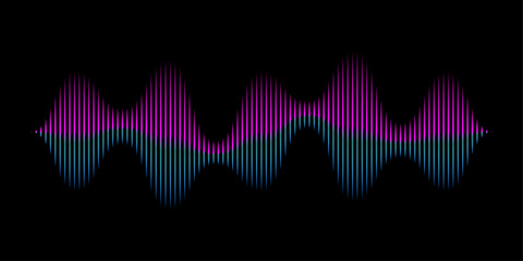 Fototapete - Abstract music background. Colorful digital equalizer. Glitch color sound wave rhythm. Vector illustration