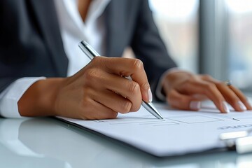 Aufkleber - A Close-up Shot of a Businesswoman Checking off Items on a List