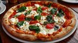 © Lasvu - Pizza with mozzarella, tomato sauce, spinach on thick dough.