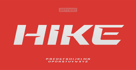 Poster - Angular geometric letters, dynamic bold italic letters, speed font for athletic logo, powerful branding, sporty headline, active typography, adventurous and edgy design. Vector typeset.