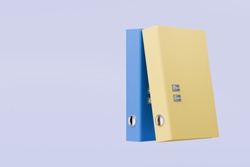 Fototapete - 3d file folder with paper business icon. minimal binder file folder document icon. office equipment 