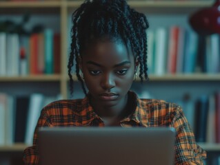 Poster - A modern young woman engrossed in her laptop