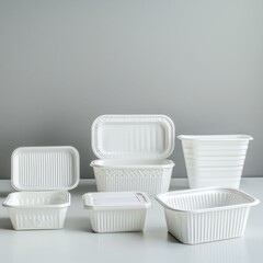 Storage and serving containers made of plastic