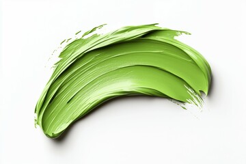 A green paint brush stroke on a white background