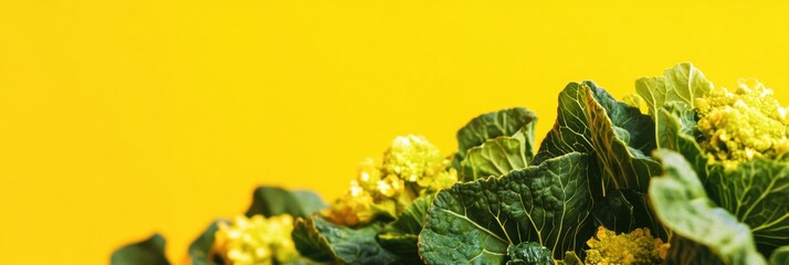 Poster - Vibrant flowering cabbage and squash plants burst with color, showcasing their intricate blossoms and lush leaves in a sunny environment. Generative AI