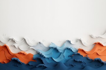 Poster - An abstract pattern of flowing waves in blue and orange, capturing the rhythm of nature and motion, within a contemporary artistic framework, exuding vitality.