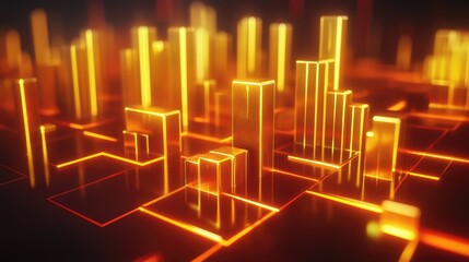 Poster - Abstract Golden Cityscape with Glowing Elements