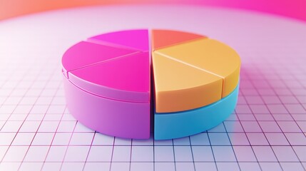 Poster - Colorful Pie Chart on Modern Grid Background