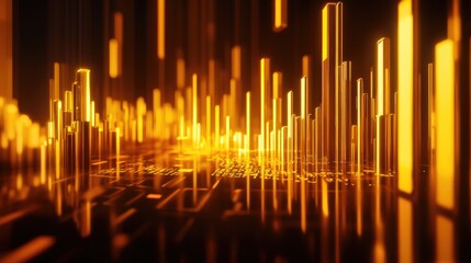Poster - Digital Abstract Light Waves in Golden Tones