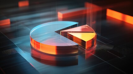 Fototapete - Abstract Geometric Shapes with Glowing Edges