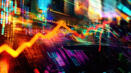 Poster - Abstract Financial Chart with Colorful Light Effects