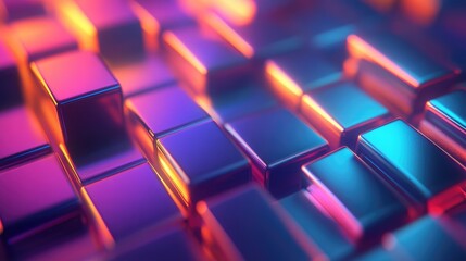 Poster - Colorful Metallic Blocks in Abstract Arrangement