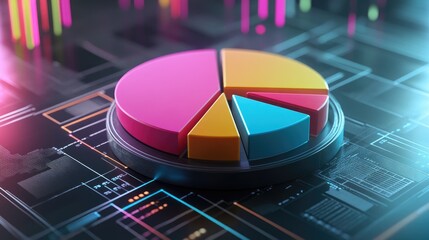 Poster - Colorful Pie Chart on Digital Background