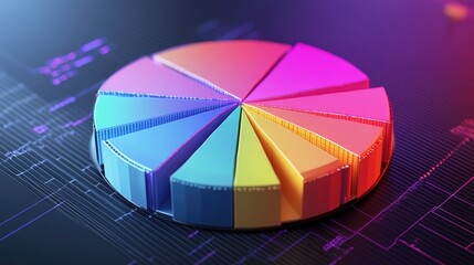 Poster - Colorful Pie Chart on Digital Interface Background