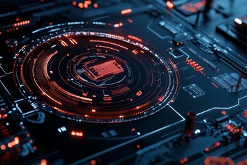 Poster - A close-up of a circuit design with intricate patterns represents advanced technology and innovation, showcasing the precision and complexity of modern engineering solutions.