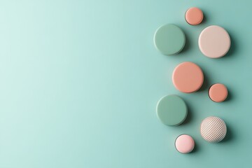 Poster - An artistic composition of colorful geometric circles placed on a soft pastel background, creating a visually pleasing and harmonious design in modern style.