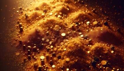 golden christmas background, close up texture of dust me iron, combining different types of gold, created with A.i generative. 