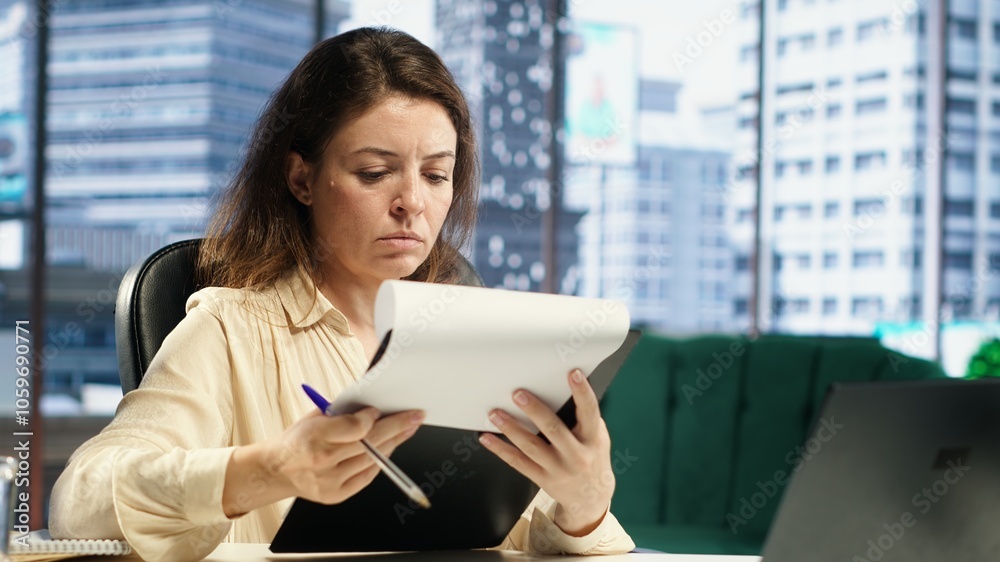 Signing Work Corporate leader signing work contracts and agreements to approve leave ...
