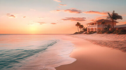 Poster - Sunset Beach House Illustration