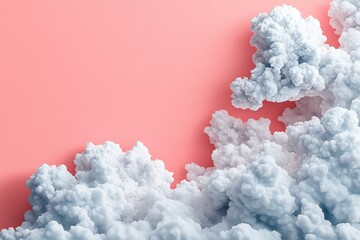 Poster - Detailed clusters of white, fluffy clouds set against a vibrant pink backdrop, emphasizing texture, depth, and visual interplay in a captivating display.