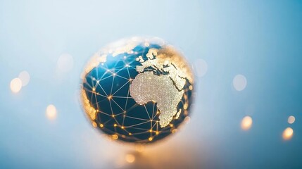 Poster - Globe with digital connections, symbolizing global business potential, light background, copy space