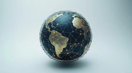 Poster - Globe with digital connections, symbolizing global business potential, light background, copy space