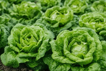 Poster - Fresh lettuce, dill, and basil thrive in a lush garden patch on a sunny day, showcasing their vibrant green colors and healthy growth. Generative AI