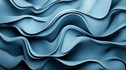 Poster - Abstract blue wavy background with smooth lines.