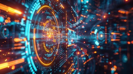 Poster - Complex digital interface displaying important information using augmented reality technology, creating a futuristic and technologically advanced scene