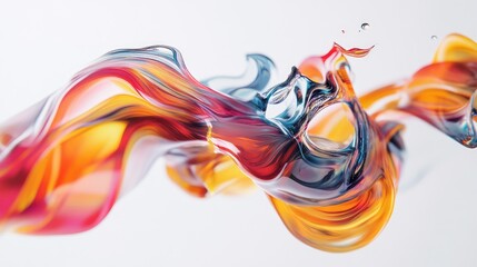 Poster - Burst of liquid colors swirling together in abstract motion on a light surface, rich in texture and vibrancy