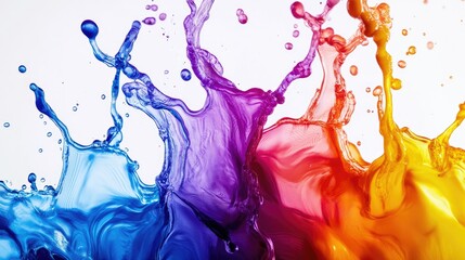 Poster - Burst of liquid colors swirling together in abstract motion on a light surface, rich in texture and vibrancy