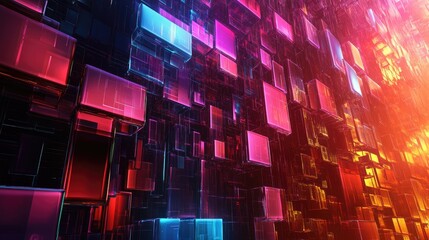 Poster - Streaming channels wall, vibrant background with web and TV video, digital media technology theme
