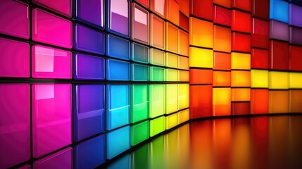 Poster - Streaming channels wall, vibrant background with web and TV video, digital media technology theme