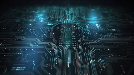 Poster - Futuristic Circuit Board with Glowing Elements