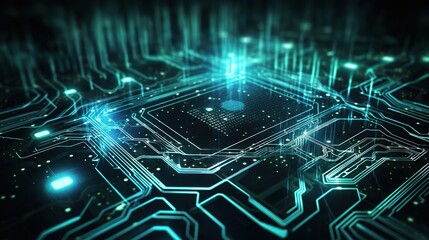 Poster - Glowing Futuristic Circuit Board Background