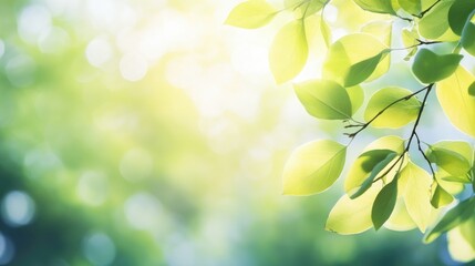 Poster - Bright green leaves above with sunlight filtering through, creating a serene, natural canopy