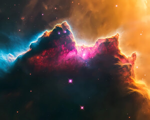 Wall Mural - Emission Nebula with Bright Regions of Ionized Gas: Cosmic Tapestry Woven with Luminous Threads